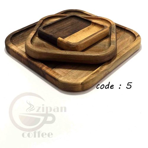 سینی سرو قهوه چوبی، چوب طبیعی C25 - تصویر 3