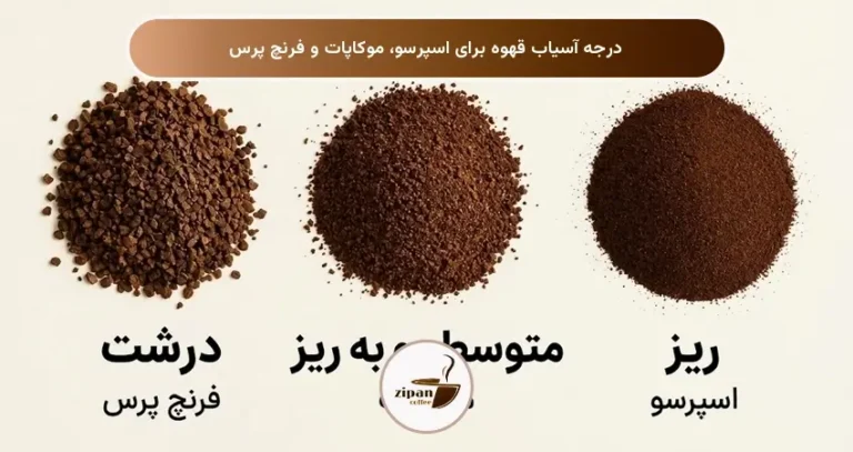 درجه آسیاب قهوه برای اسپرسو، موکاپات و فرنچ پرس